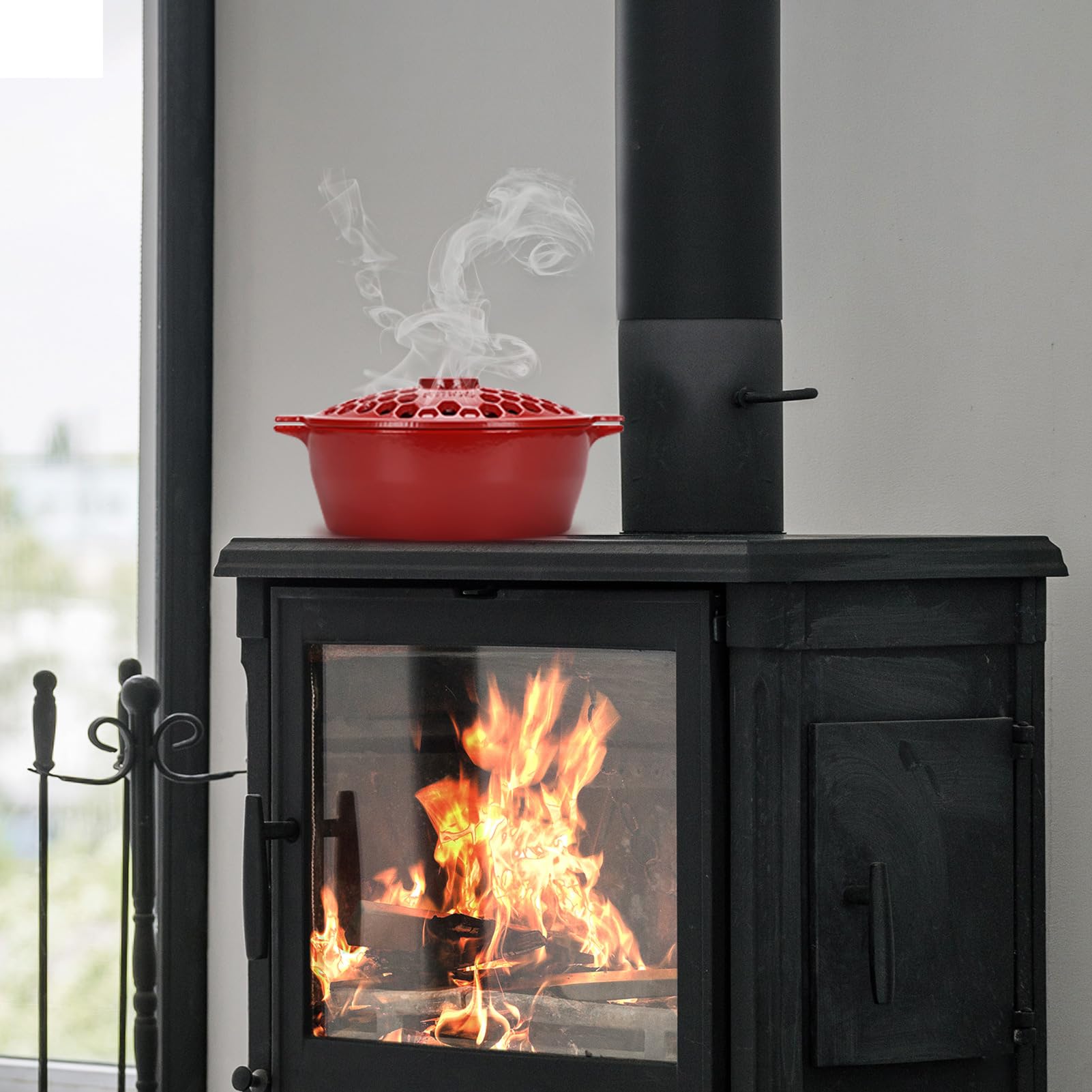 Stboo Wood Stove Steamer: Cast Iron Fireplace Humidifier | Indoor Pot For Home Heating | Bowl Fireplace Stove Covers Accessories